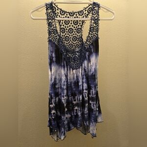 Venus Blue Tie-Dye Crochet Top